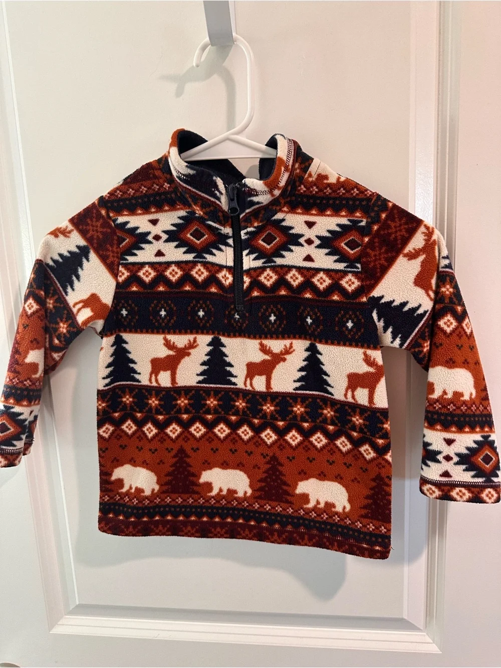 The Children's Place Rust & Navy Patterned Fleece Pullover